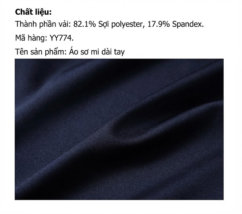 Áo Sơ Mi Nam Dài Tay Trung Niên Co Giãn Không Nhăn Cao Cấp Màu Xanh Navy chi tiết 1