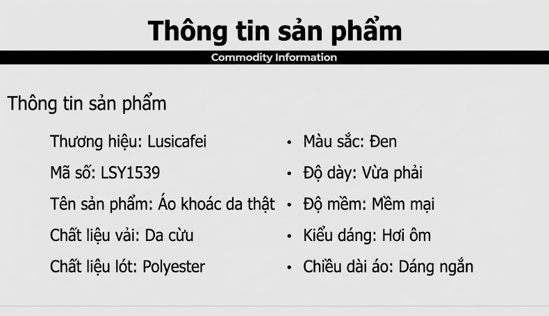 Áo Khoác Da Thật Nam Cổ Bẻ Nhỏ Kiểu Hàn Quốc Màu Đen chi tiết 2