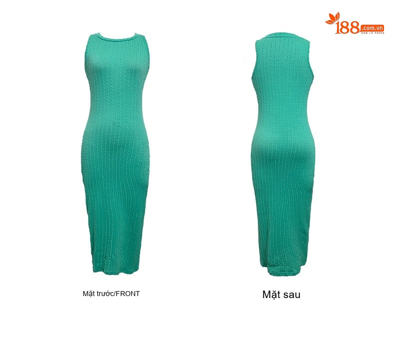 Váy liền thân Nữ Dáng Ôm Body Hở Vai Không Tay Dáng Dài Màu Xanh chi tiết 5