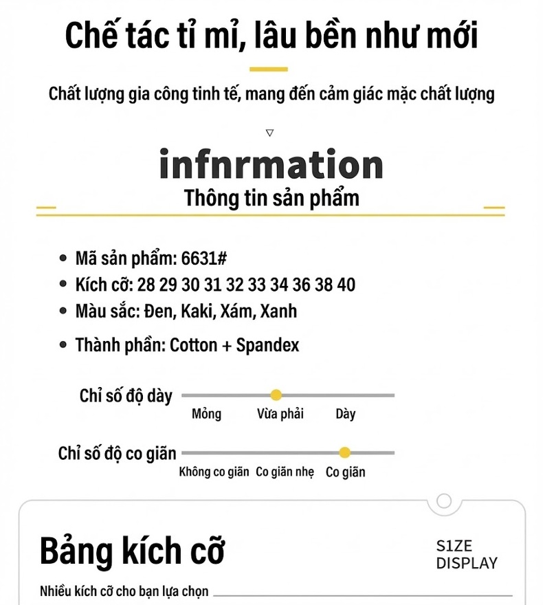 Quần Dài Nam Cotton Ống Suông Rộng Thoải Mái Lưng Cao Màu Đen, Xám, Be chi tiết 13