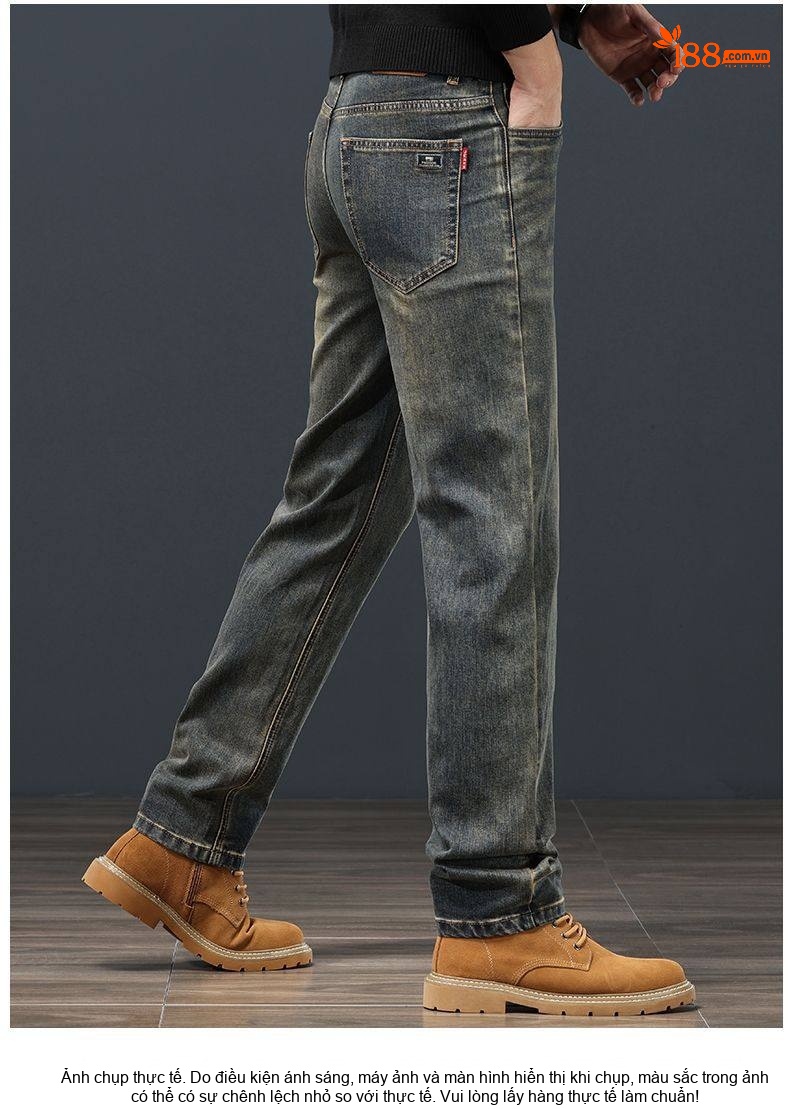 Quần Jean Nam Ống Đứng Co Giãn Thoải Mái Dáng Suông Màu Xanh Denim chi tiết 32