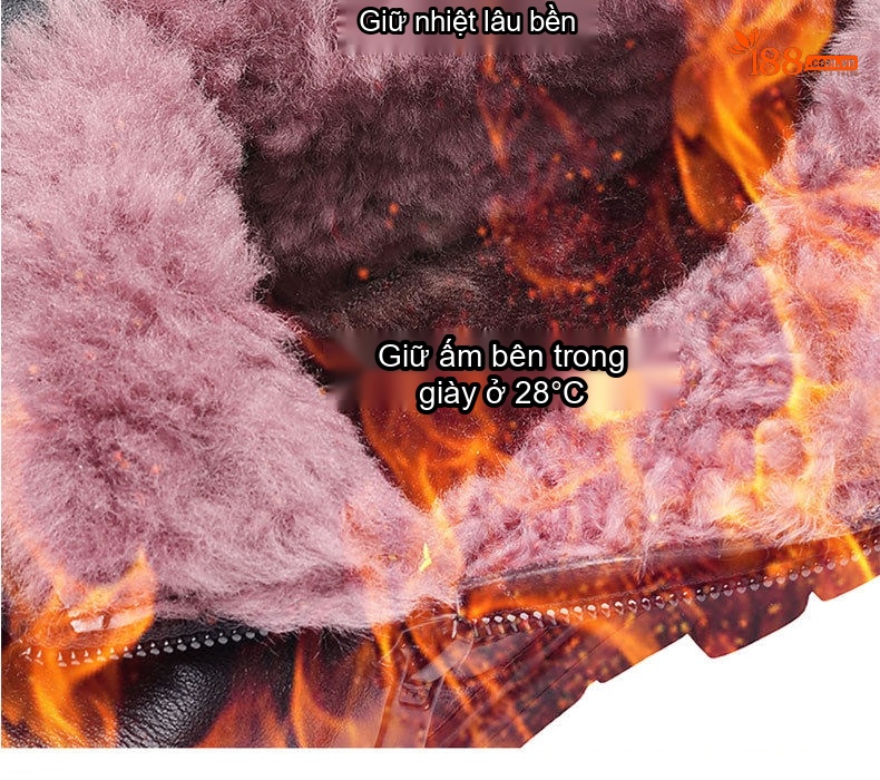 Giày Da Thật Nam Cổ Cao Lót Lông Cừu Mùa Đông Chống Trượt Chiều Cao Đế Khoảng 3cm Màu Đen chi tiết 4