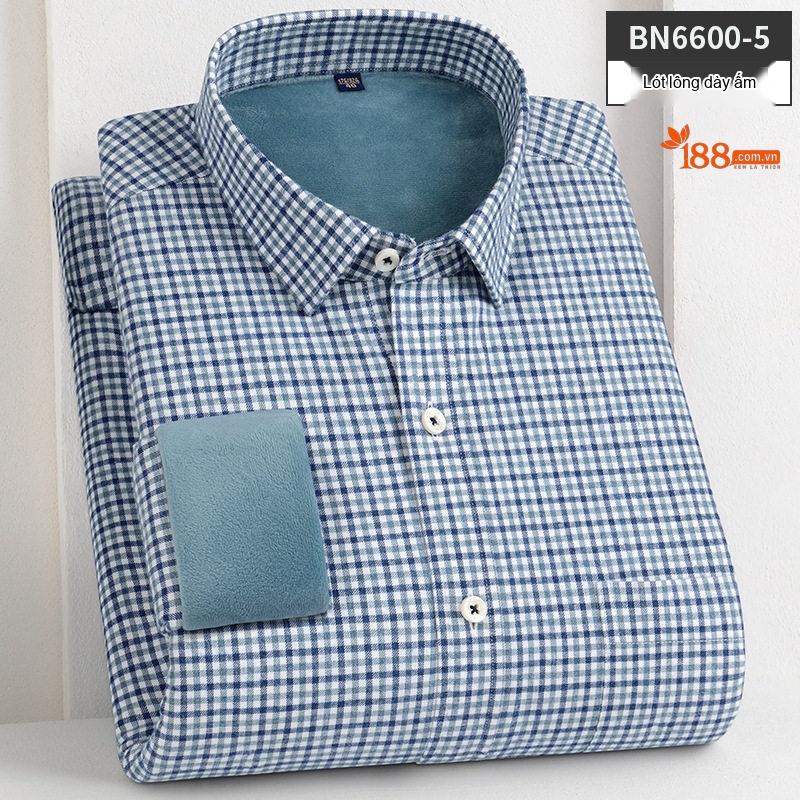 Áo Sơ Mi Nam Dài Tay Cotton Lót Lông Dày Dặn Giữ Ấm Màu Xanh Dương, Xám, Đen, Đỏ...