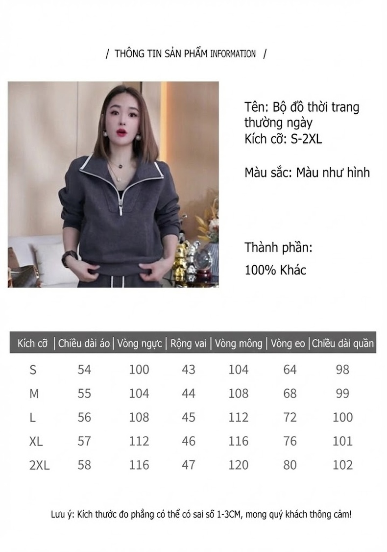 Bộ Đồ Thể Thao Nữ Dáng Rộng Dệt Kim Lót Lông Dày Dặn Màu Xám chi tiết 2