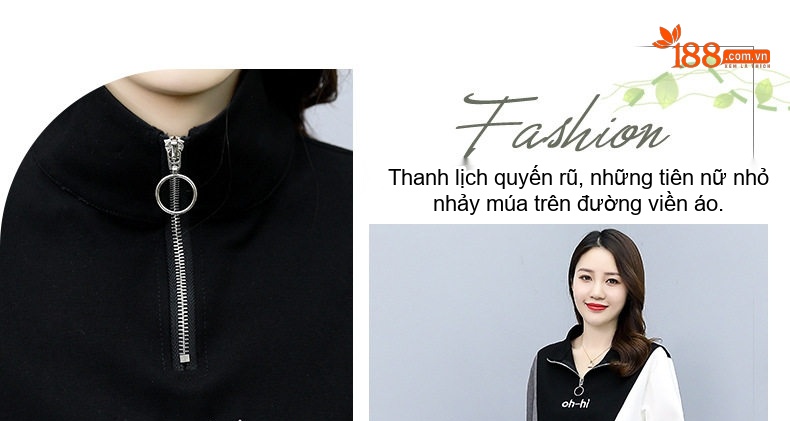 Bộ Đồ Nữ Thu Đông Áo Hoodie Quần Jogger Bo Gấu Phong Cách Thời Trang Trẻ Trung Màu Đen, Xám, Trắng chi tiết 3