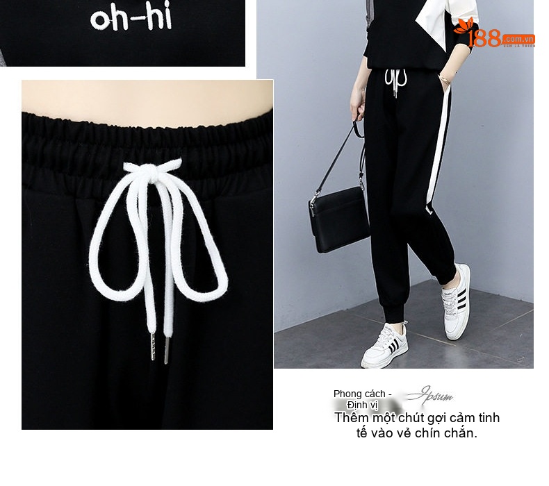 Bộ Đồ Nữ Thu Đông Áo Hoodie Quần Jogger Bo Gấu Phong Cách Thời Trang Trẻ Trung Màu Đen, Xám, Trắng chi tiết 4