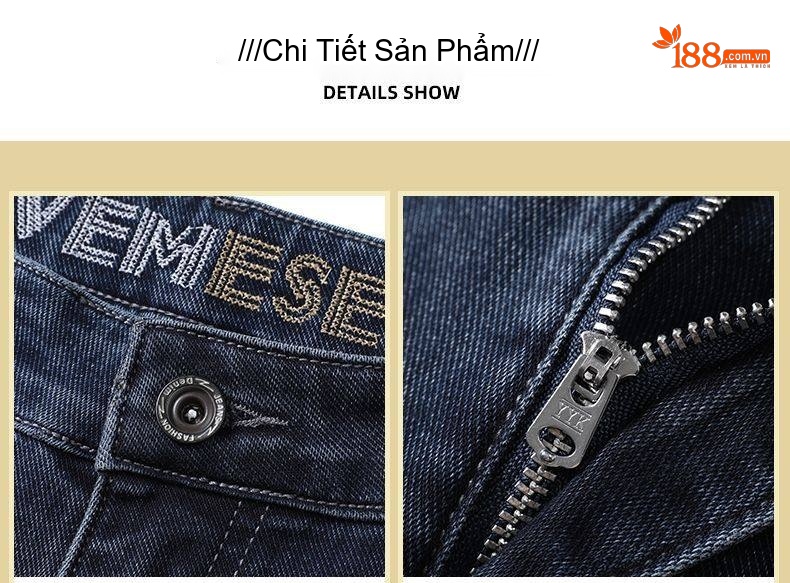 Quần Jean Nam Dáng Ôm Chân Thu Đông Thêu Họa Tiết Màu Đen, Xám chi tiết 23