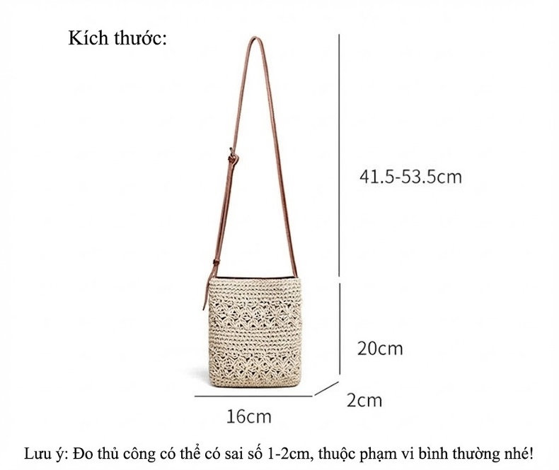 Túi Đeo Vai Nữ Dệt Kim Cotton Đựng Điện Thoại Mini Đi Biển chi tiết 6