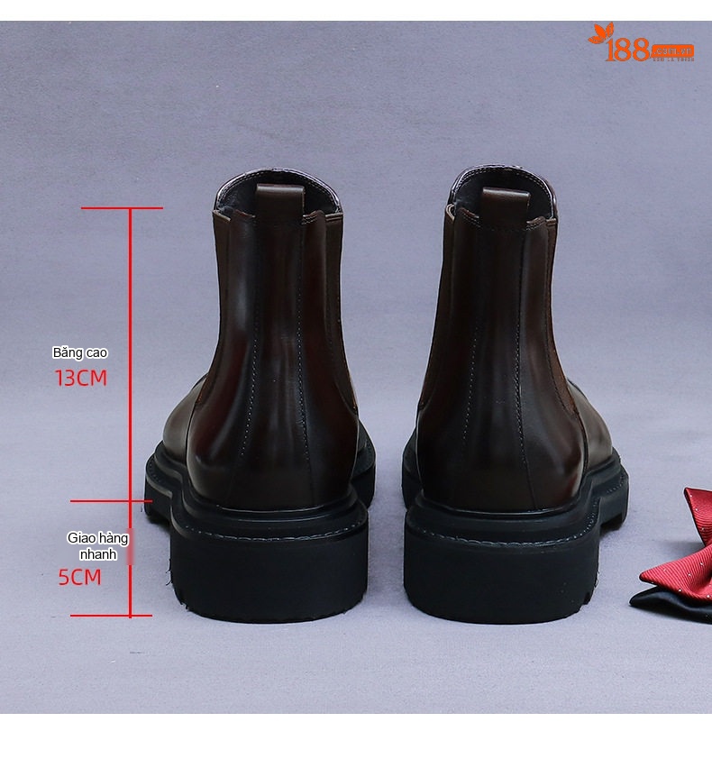 Giày Chelsea Boot Nam Da Thật Đế Dày Chiều Cao Đế Khoảng 4cm Màu Đen, Nâu chi tiết 16