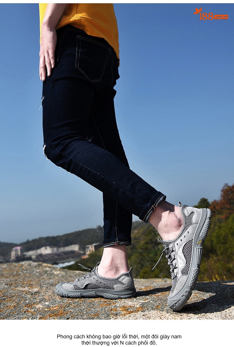 Sandal Nam Dây Rút Thể Thao Outdoor Thoáng Khí, Chống Nước, Nhanh Khô, Chống Mài Mòn, Chiều Cao Đế Khoảng 3cm Màu Be, Xám chi tiết 16