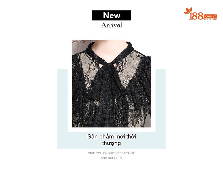 Đầm Ren Tay Dài Cổ Nơ Xuyên Thấu Eo Thun Xếp Ly Dáng Dài Nữ Màu Đen chi tiết 1