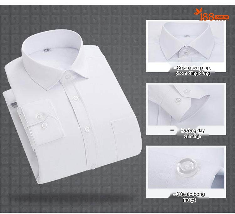 Áo Sơ Mi Nam Dài Tay Lót Lông Dày Dặn Màu Đen, Xanh, Trắng, Xám chi tiết 4