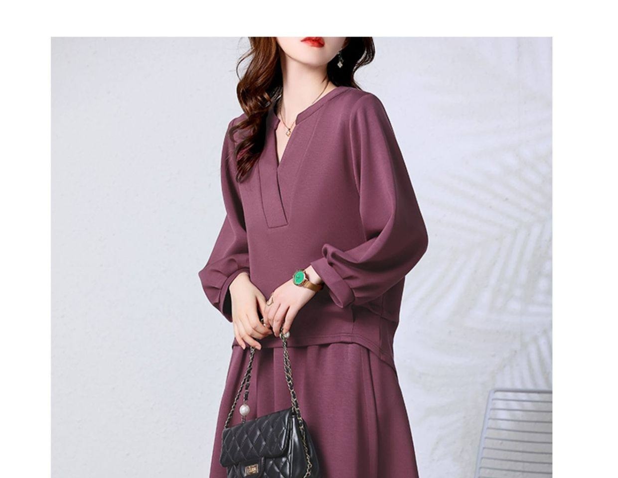 Váy Bộ Nữ Thu Đông dáng chữ A Thiết Kế Thời Trang Màu Tím, Xám, Xanh, Vàng chi tiết 23