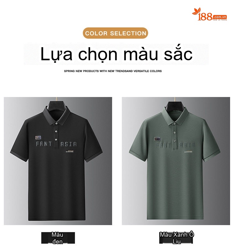 Áo Polo Nam Tay Ngắn Form Rộng In Chữ Phong Cách Casual Màu Đen, Xám, Xanh Rêu... chi tiết 8