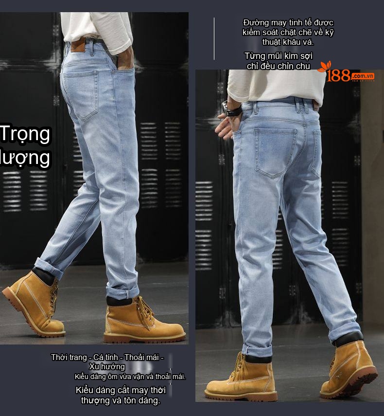 Quần Jean Cotton Co Giãn Cao Cấp Dáng Suông Màu Xanh, Đen chi tiết 29