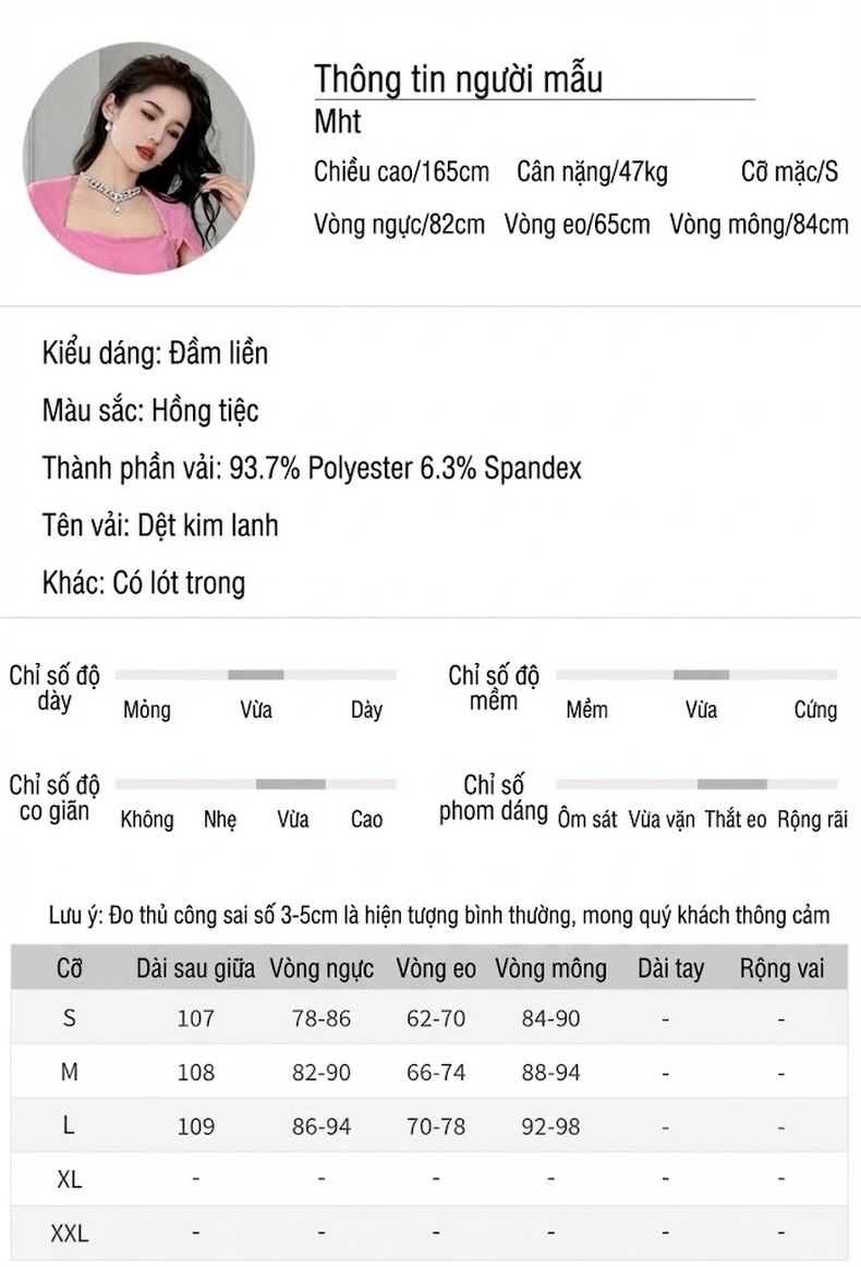 Váy Đầm Dự Tiệc Nữ Tiểu Thư Cổ chữ Vuông Dáng Ôm Viền Tua Rua Màu Hồng chi tiết 2