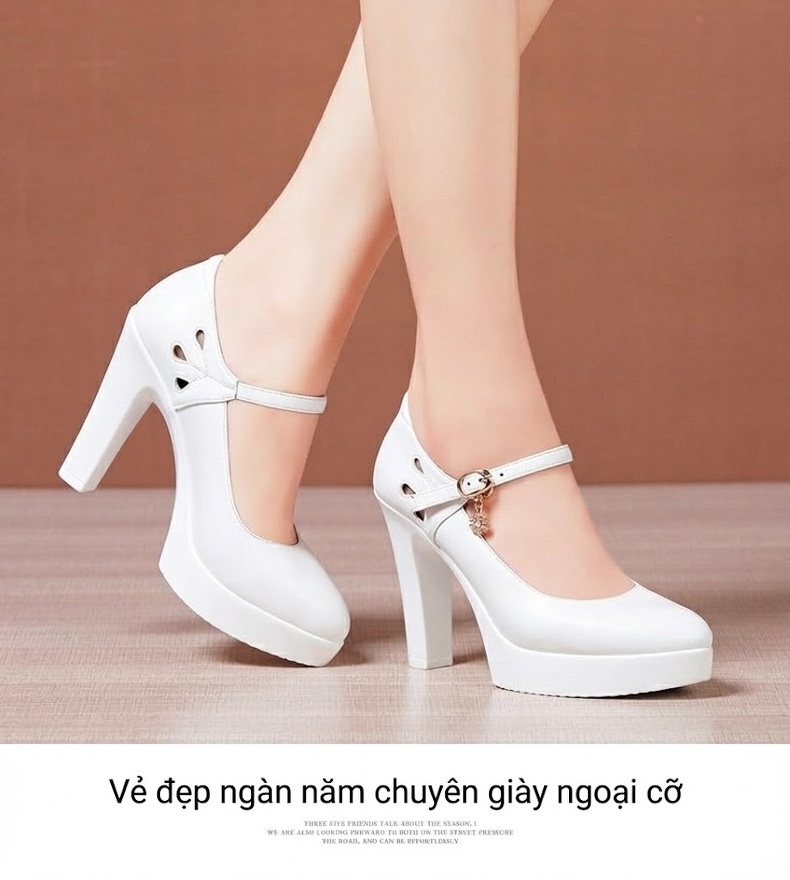 Giày Cao Gót Nữ Da Thật Mũi Nhọn Chiều Cao Đế Khoảng 7cm Màu Trắng, Đen, Đỏ chi tiết 11
