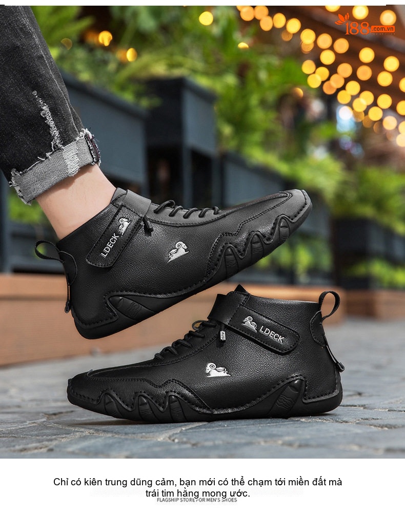 Giày Boot Martin Nam Cổ Cao Dây Buộc Da Mờ Phong Cách Thể Thao Chiều Cao Đế Khoảng 3cm Màu Be, Xám chi tiết 29