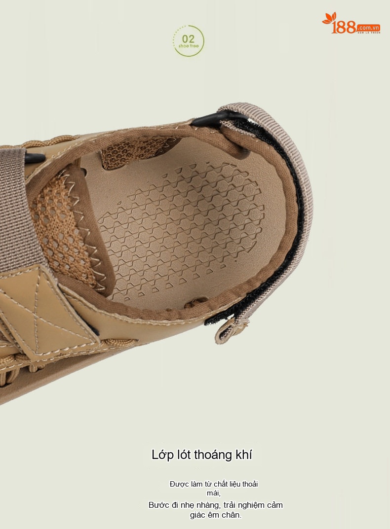 Sandal Nam Quai Dán Bện Dây Thoáng Khí Đế Cao 2cm chi tiết 4
