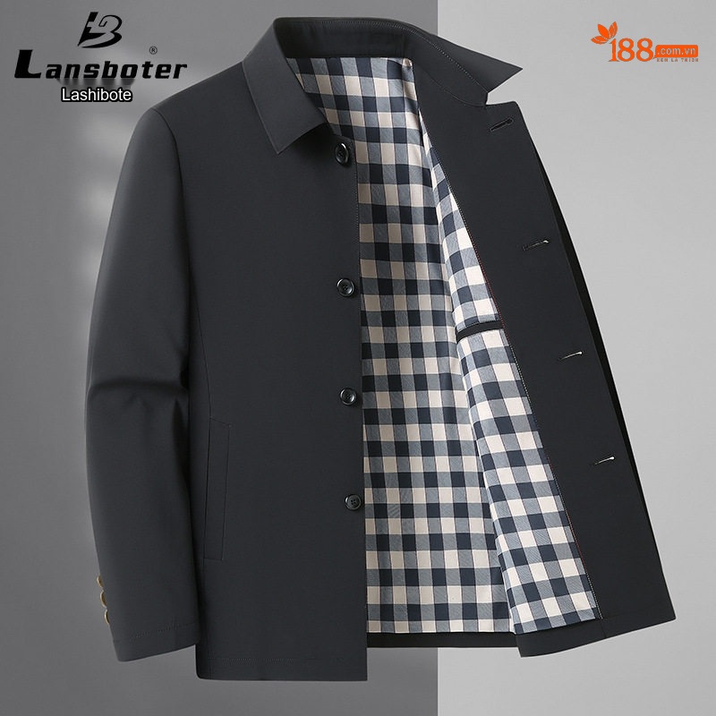 Áo Khoác Nam Cổ Bẻ Phong Cách Lịch Lãm Màu Xanh Navy, Đỏ Rượu, Kem, Đen