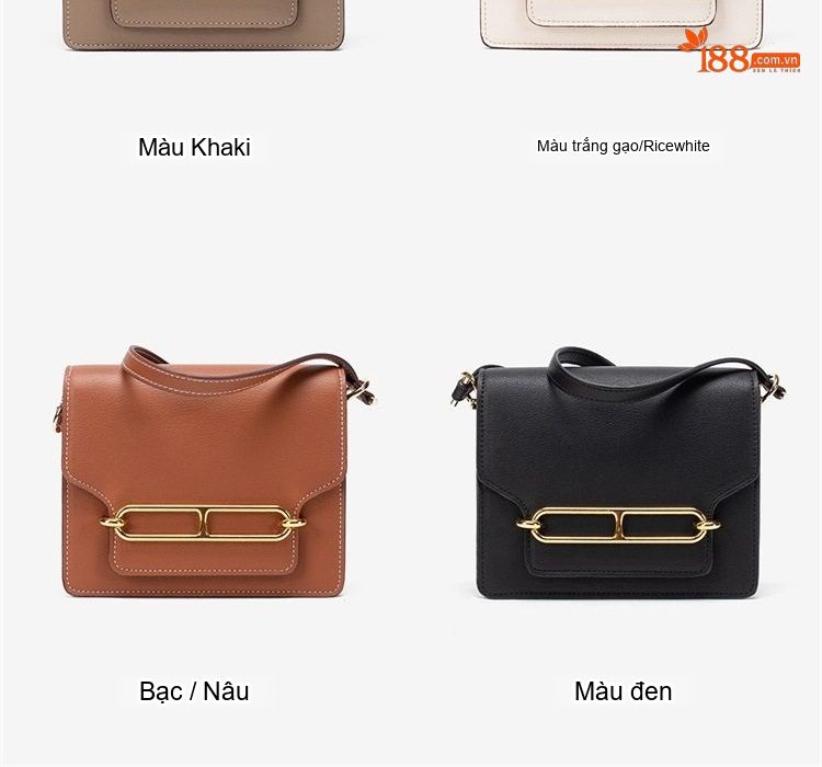 Túi Đeo Chéo Nữ Da Mờ Khóa Chữ H 19cm Phong Cách Thanh Lịch Màu Nâu chi tiết 5
