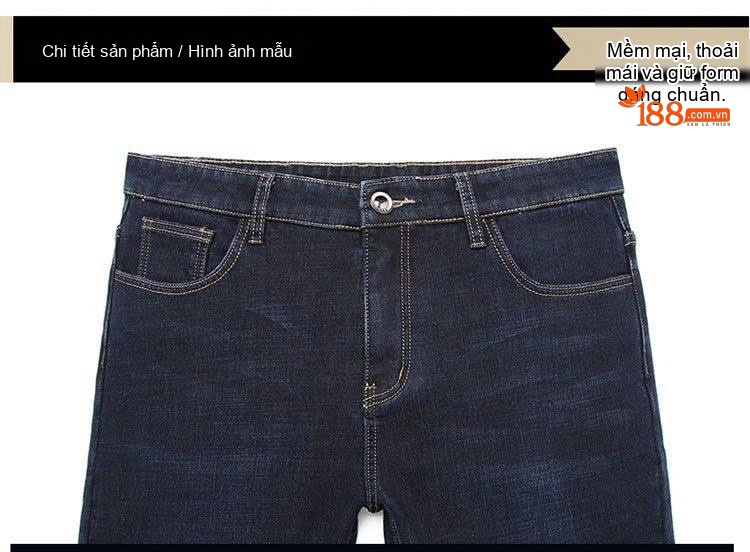 Quần Jean Nam Ống Đứng Lót Lông Dày Dặn Màu Xanh Dương chi tiết 30