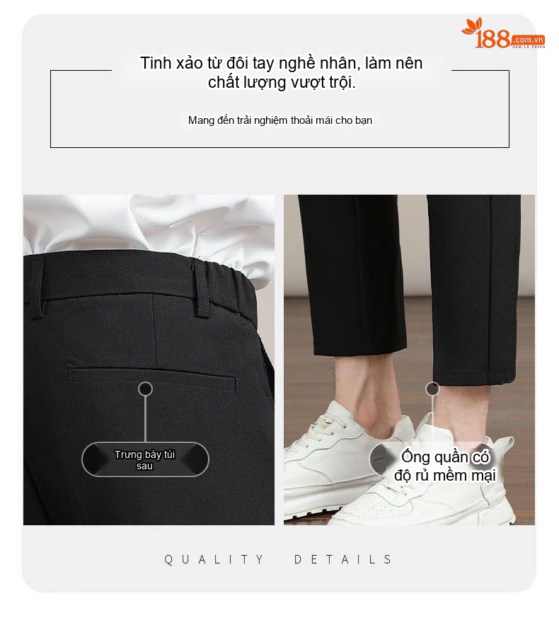 Quần Tây Nam Ống Đứng Co Giãn Phong Cách Hàn Quốc Màu Đen, Be, Xám chi tiết 6