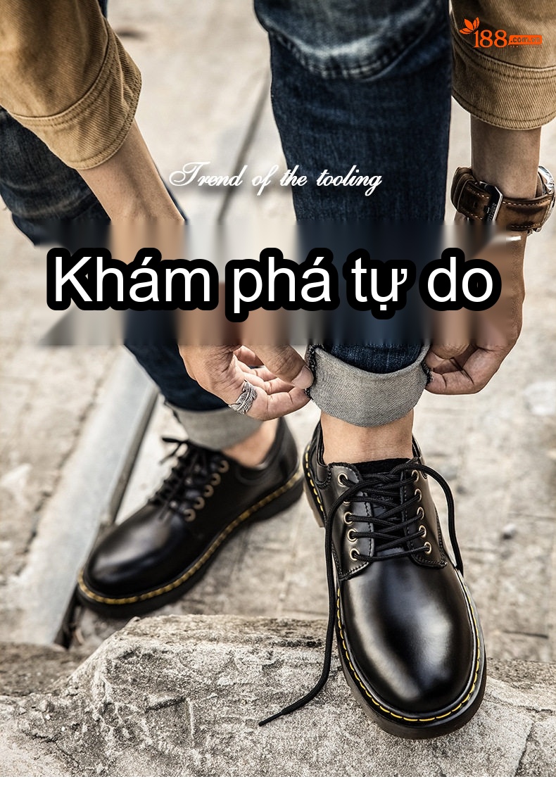 Giày Tây Buộc Dây Nam Da Thật Thủ Công Phong Cách Anh Chiều Cao Đế Khoảng 3cm Màu Đen chi tiết 5