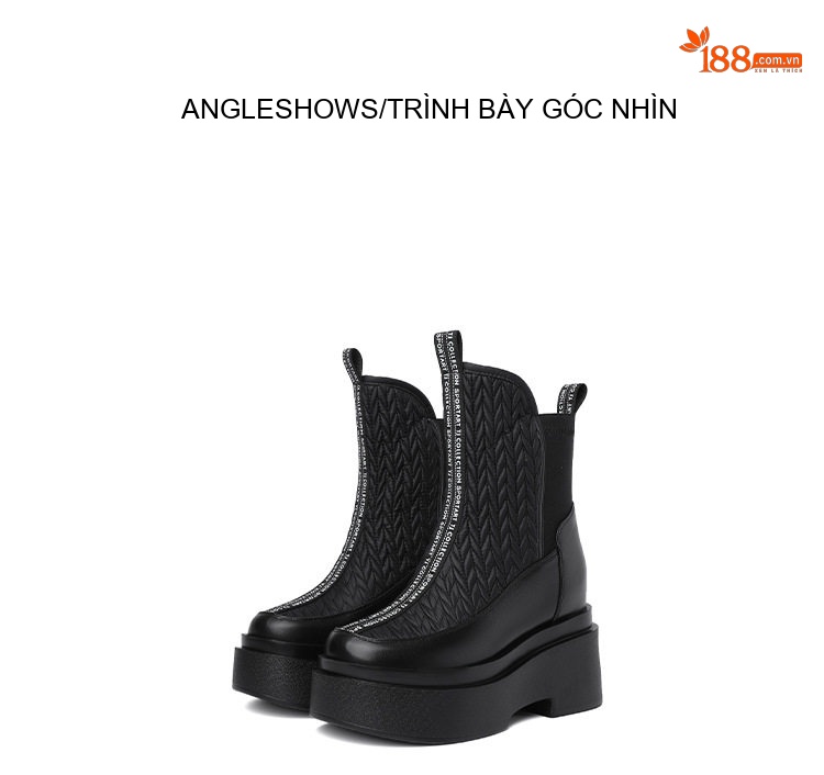 Boot Nữ Da Bóng Đế Dày 10cm Tăng Chiều Cao Giữ Ấm Mùa Đông Màu Hồng, Đen chi tiết 7