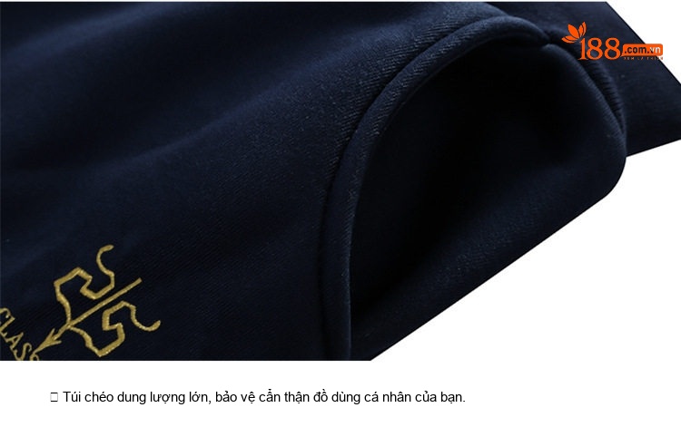 Bộ Quần Áo Nỉ Nam Thu Đông Dày Dặn Lót Lông Cừu Non Áo Khoác Có Mũ Màu Đen, Xám, Xanh Navy, Đỏ chi tiết 13