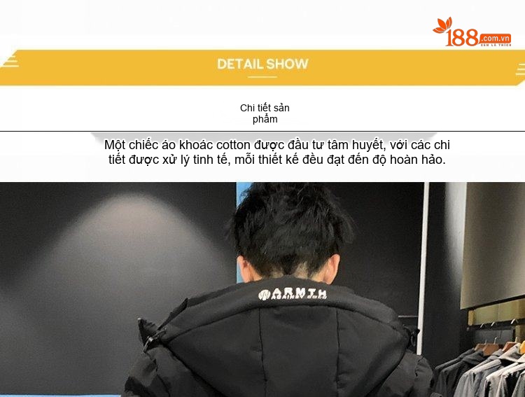 Áo Khoác Phao Nam Cotton Dày Dặn Có Mũ Trùm Đầu Giữ Ấm Phong Cách Hàn Quốc Màu Đen, Xám, Xanh Navy chi tiết 23