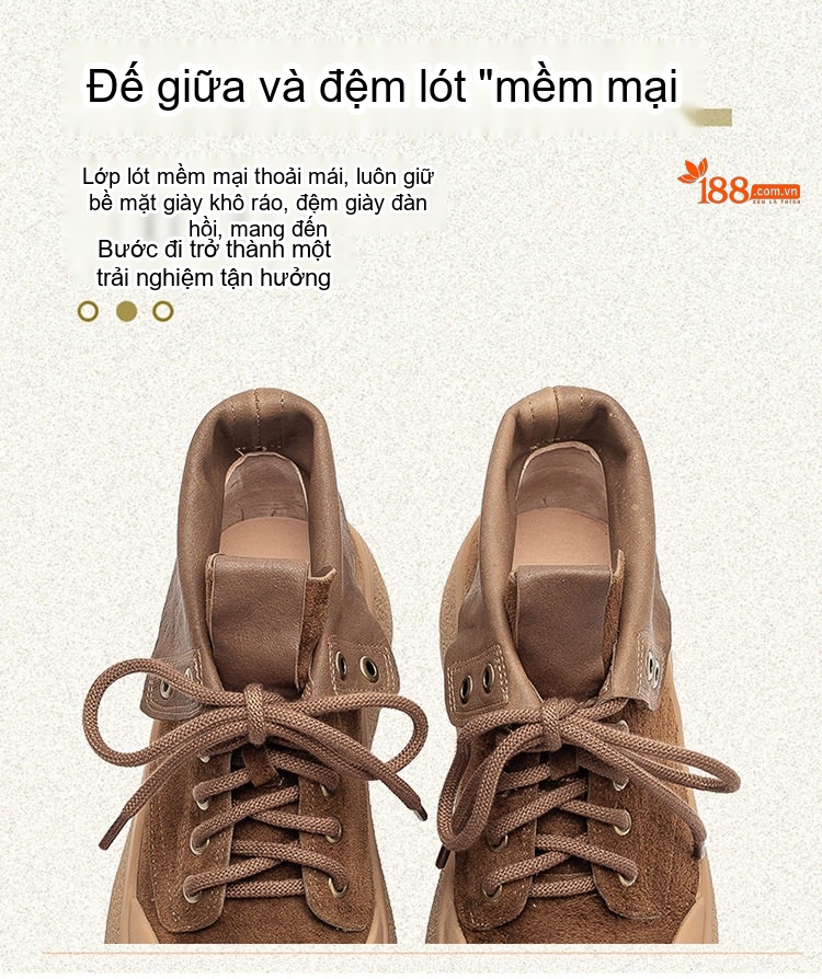 Boot Nữ Da Bò Cổ Lật Kiểu Anh Quốc Chiều Cao Đế Khoảng 4cm Màu Nâu chi tiết 6