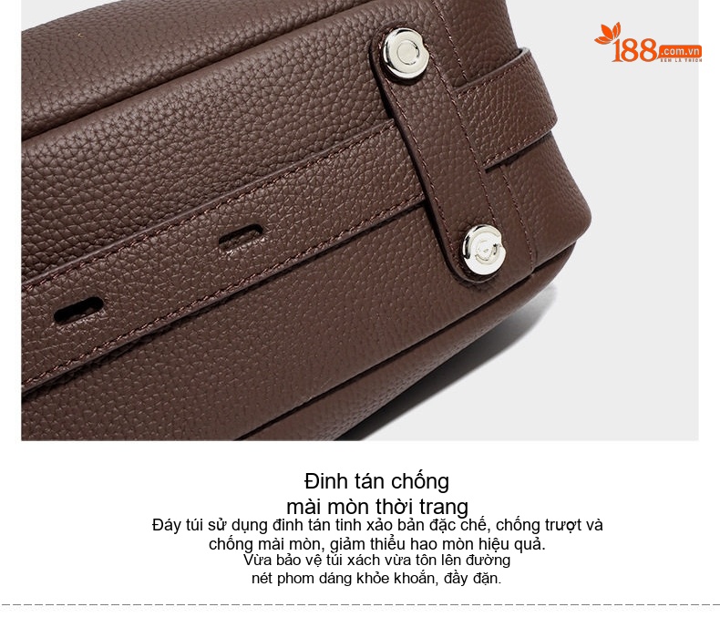 Túi Đeo Vai Nữ Da Bò Thật Sức Chứa Lớn Phong Cách Thanh Lịch Màu Đen, Nâu, Xám, Xanh Rêu chi tiết 12