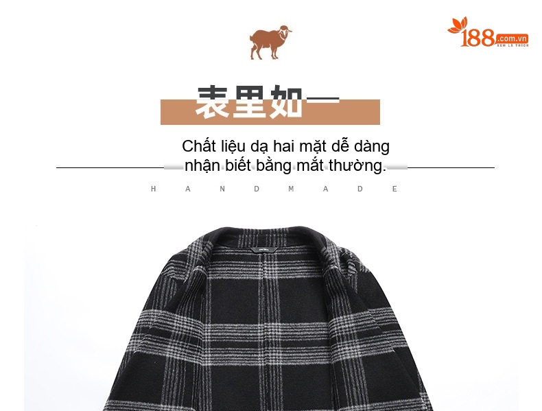 Áo Khoác Dạ Nam Hai Mặt Dáng Dài Kẻ Ô Vuông Màu Đen, Xám chi tiết 10