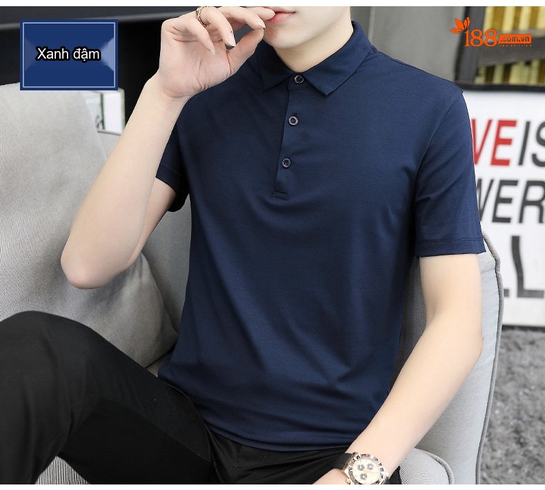 Áo Polo Nam Ngắn Tay Modal Lụa Băng Cao Cấp Cổ Bẻ Phong Cách Doanh Nhân Màu Đen, Xám chi tiết 18