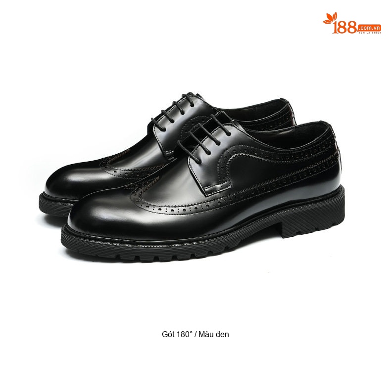 Giày Tây Buộc Dây Nam Da Bóng Đế Dày Chiều Cao Đế Khoảng 3cm Phong Cách Anh Quốc Màu Đen, Nâu chi tiết 10