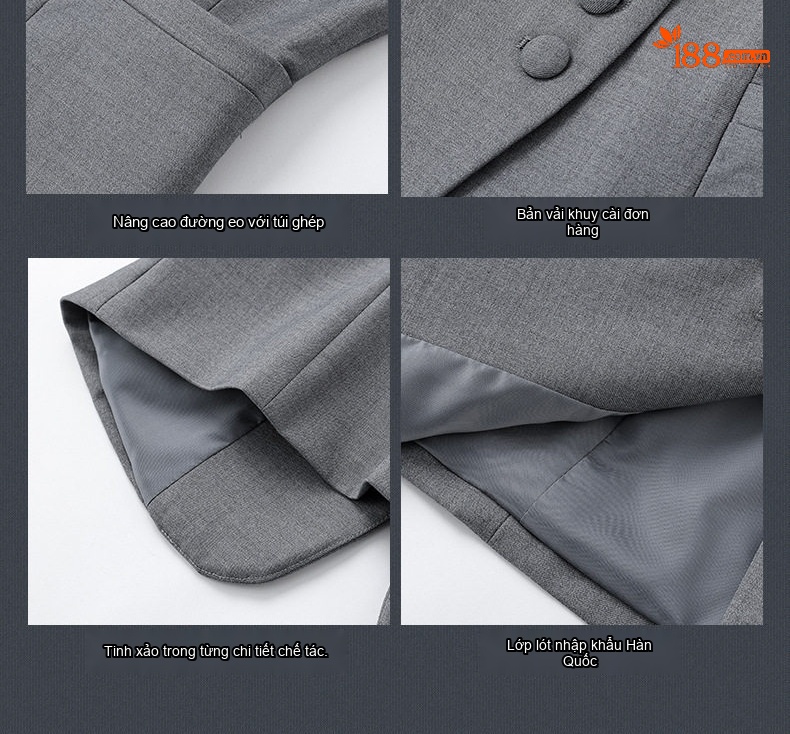 Áo Gile Công Sở Nữ Kiểu Dáng Vest Thiết Kế Thanh Lịch Màu Xám, Xanh Navy chi tiết 11
