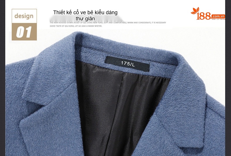 Áo Khoác Dạ Nam Trung Niên Dáng Dài Thu Đông Màu Xanh, Đen, Xám, Nâu chi tiết 3