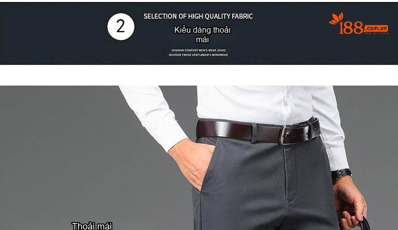 Quần Dài Nam Cotton Ống Suông Rộng Thoải Mái Màu Đen, Xám, Xanh Navy, Nâu chi tiết 8