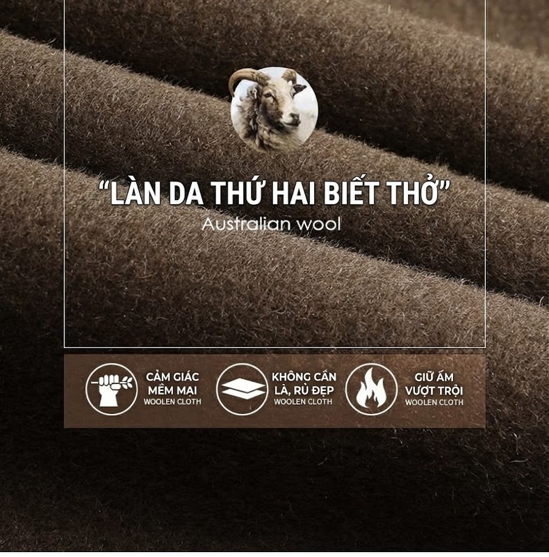 Áo Khoác Nam Lót Lông Vũ Dáng Cổ Bẻ Chất Liệu Dệt Hai Mặt Màu Nâu, Đen chi tiết 3
