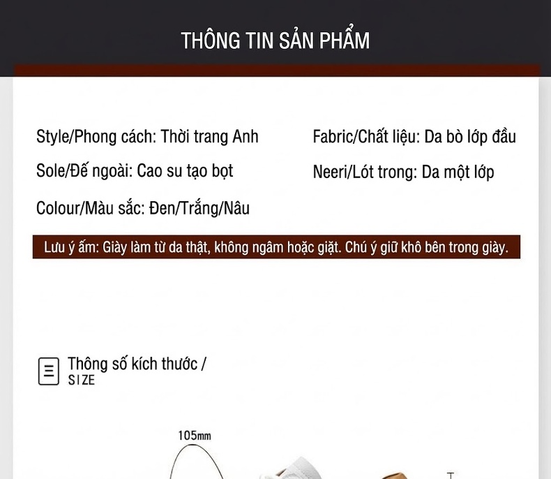 Giày Sneaker Nam Da Thật Thoáng Khí Chiều Cao Đế Khoảng 3.5cm Màu Trắng, Đen, Nâu chi tiết 7