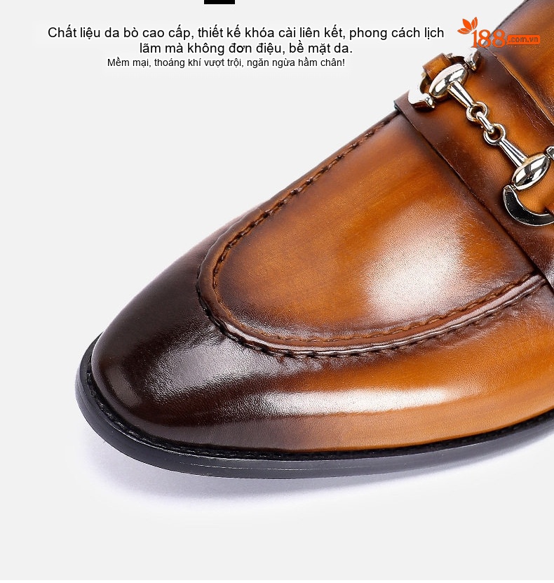Giày Lười Nam Da Bò Thời Trang Công Sở Chiều Cao Đế Khoảng 3cm Màu Nâu, Đen chi tiết 11