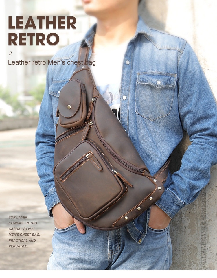 Túi Đeo Chéo Nam Da Mờ Phong Cách Retro Cao Cấp Màu Nâu chi tiết 77