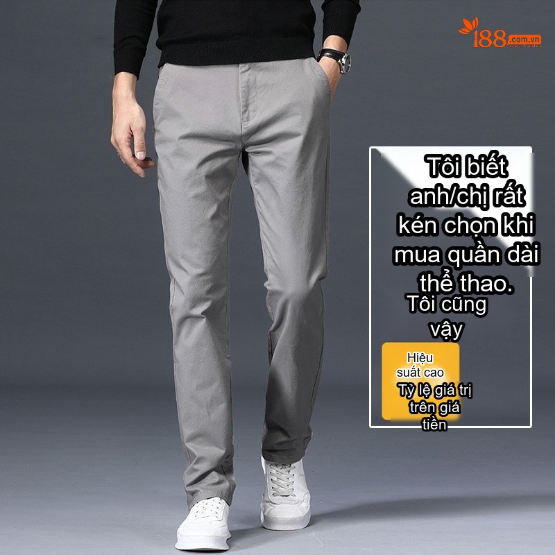 Quần Dài Nam Cotton Ống Đứng Co Giãn Thoải Mái Phong Cách Công Sở Màu Đen, Xám, Nâu chi tiết 7