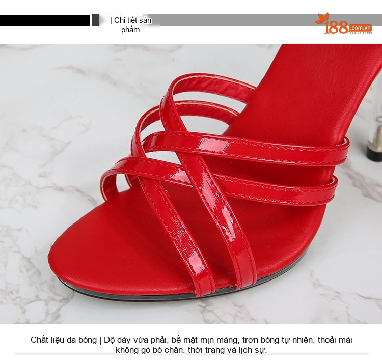 Giày Sandal Cao Gót Nữ Quai Chéo Gót Trong Suốt Gót Cao 11cm Màu Đen, Đỏ, Trắng, Hồng... chi tiết 4