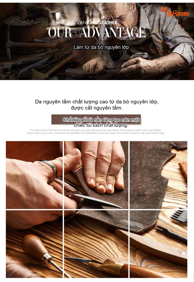 Túi Xách Tay Nữ Da Bò Khắc Hoa Văn Quai Xách và Đeo Chéo Màu Nâu chi tiết 2