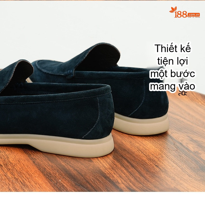 Giày Lười Nam Da Cừu Chiều Cao Đế Khoảng 3cm Màu Nâu, Xám, Xanh Navy chi tiết 7