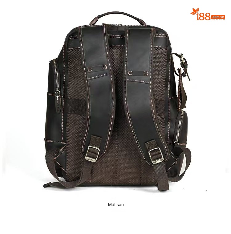 Balo Da Thật Mad Horse 15.6 Inch Dung Tích Lớn Phong Cách Retro Màu Nâu, Đen chi tiết 9