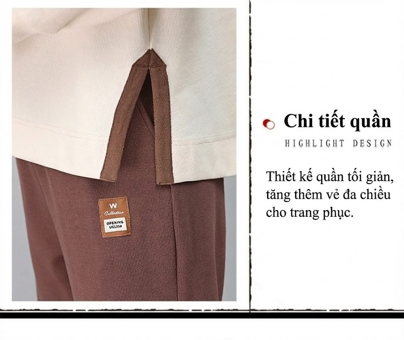 Bộ đồ thể thao nữ dáng nhỏ gọn áo hoodie tay lỡ quần dài chi tiết 8