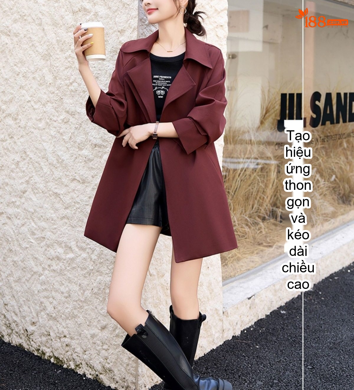 Áo Khoác Mangto Nữ Dáng Vừa Hàn Quốc Thanh Lịch Màu Be, Nâu Đất chi tiết 16